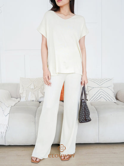 Kala Vneck Knit Set - Broken White