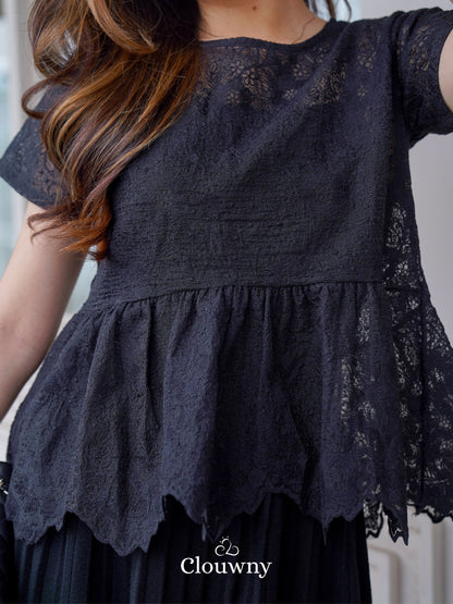 Elsya Lace Blouse - Black