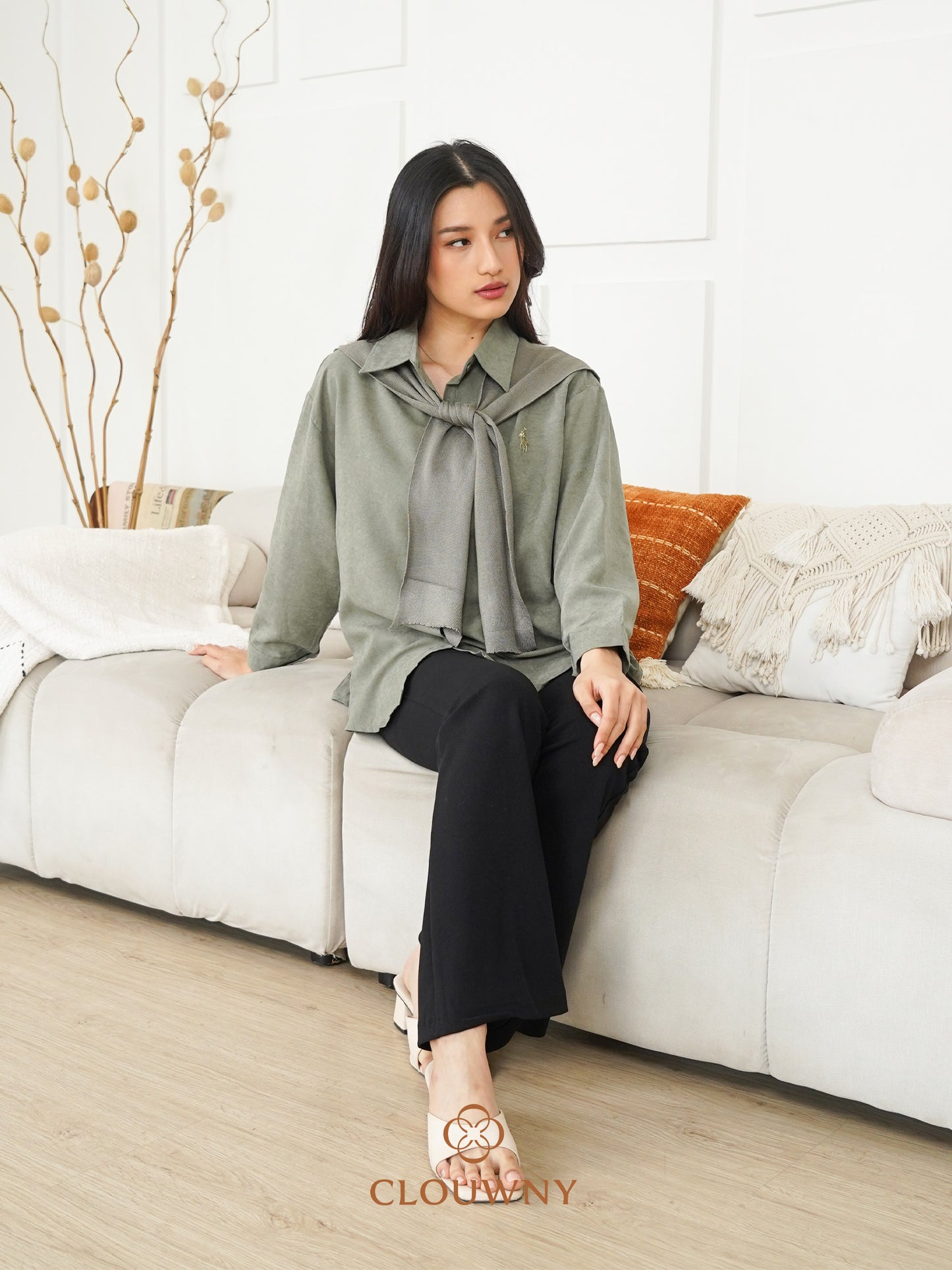Cameron Scarf Shirt - Green