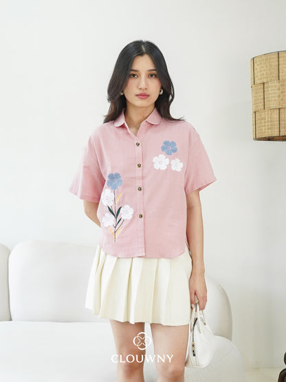 Loka Flower Cotton Shirt - Pink