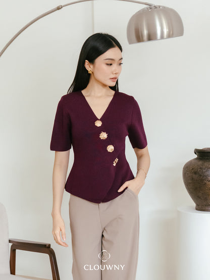 Solea Asymmetric Button Top - Magenta
