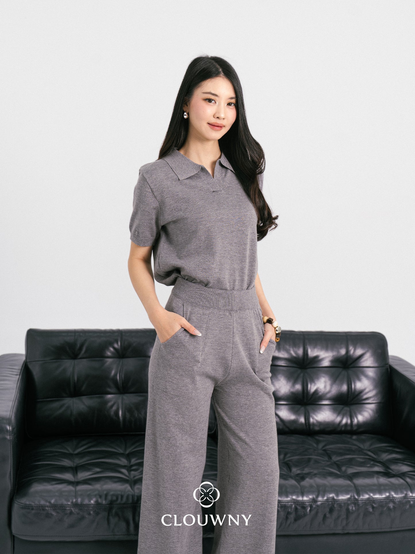 Bethani Collar Knit Set - Grey