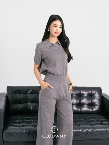 Bethani Collar Knit Set - Grey