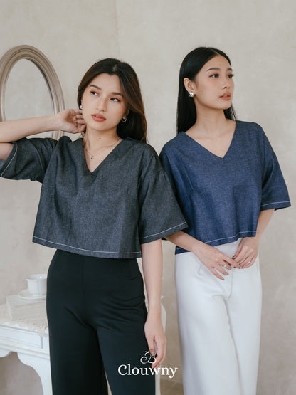 Hansen Vneck Blouse - Grey