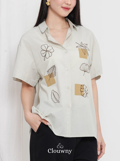 Leaves Cotton Shirt - Mint
