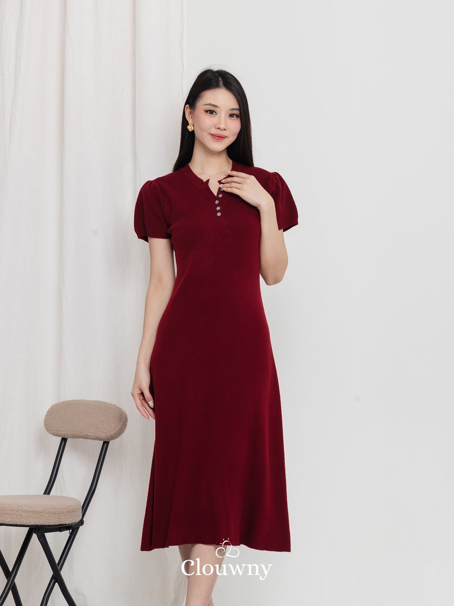 Konsta Knit Dress - Maroon