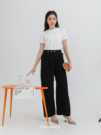 Quin Three Button Pants - Black