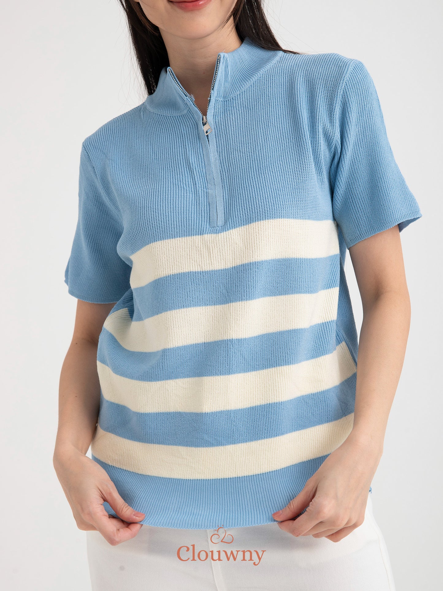 Smith Zipper Top - Sky Blue