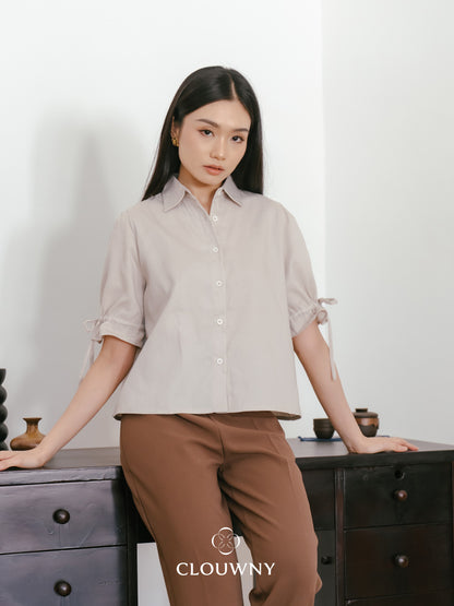 Osami Shirt Button Top - Khaki