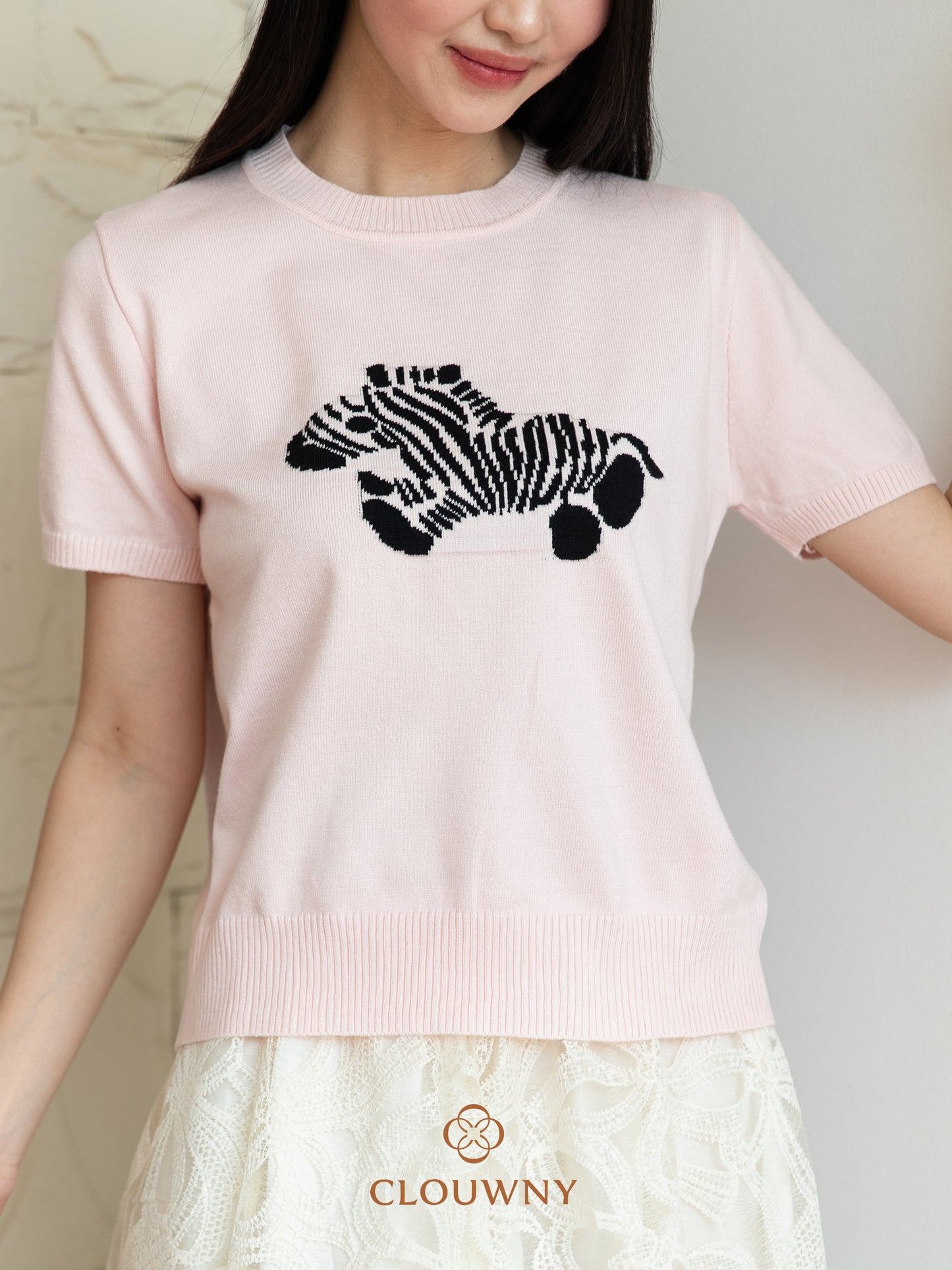 Zebra Knit Top - Pink