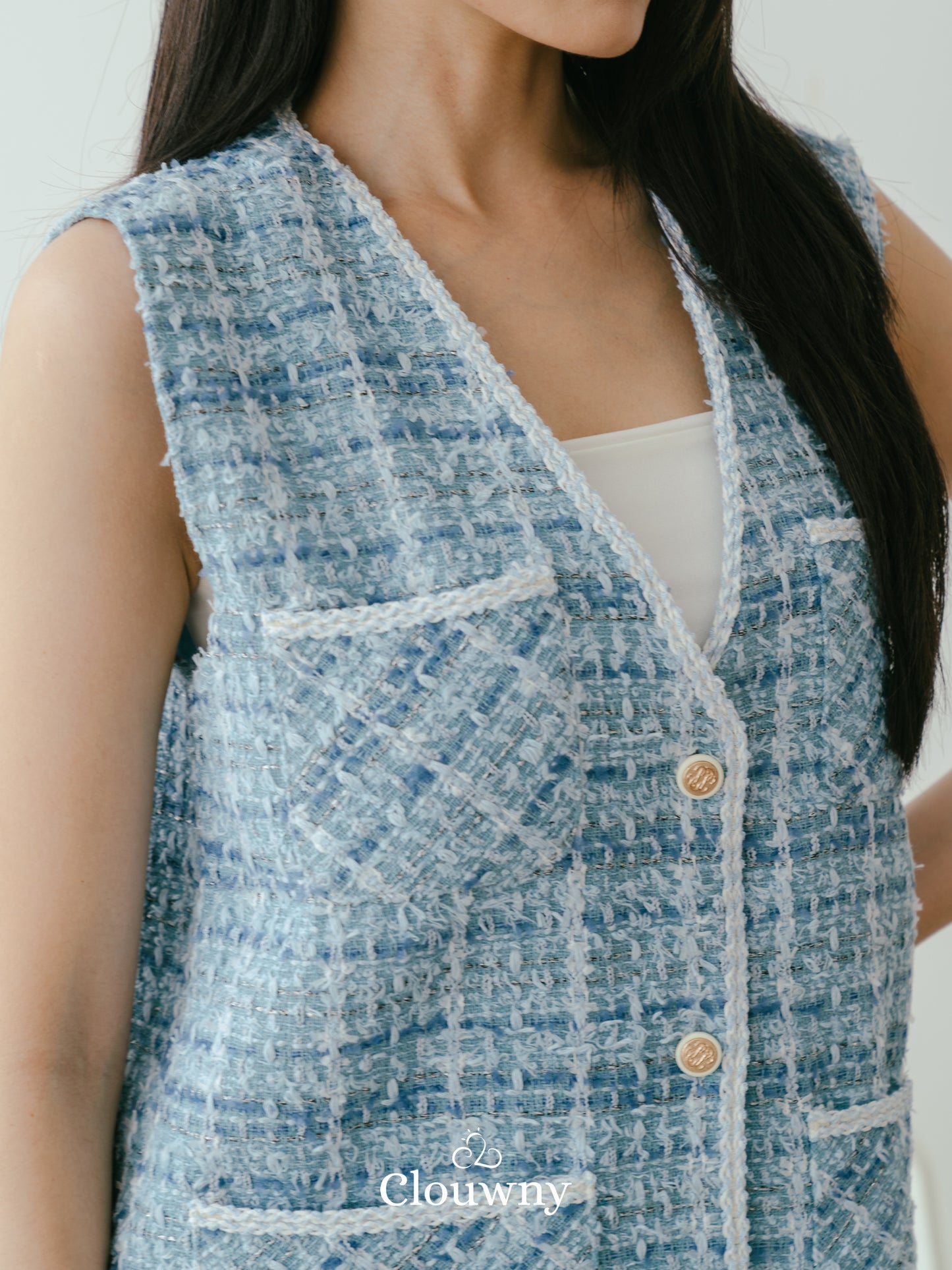 Pop Tweed Vest Outer - Blue