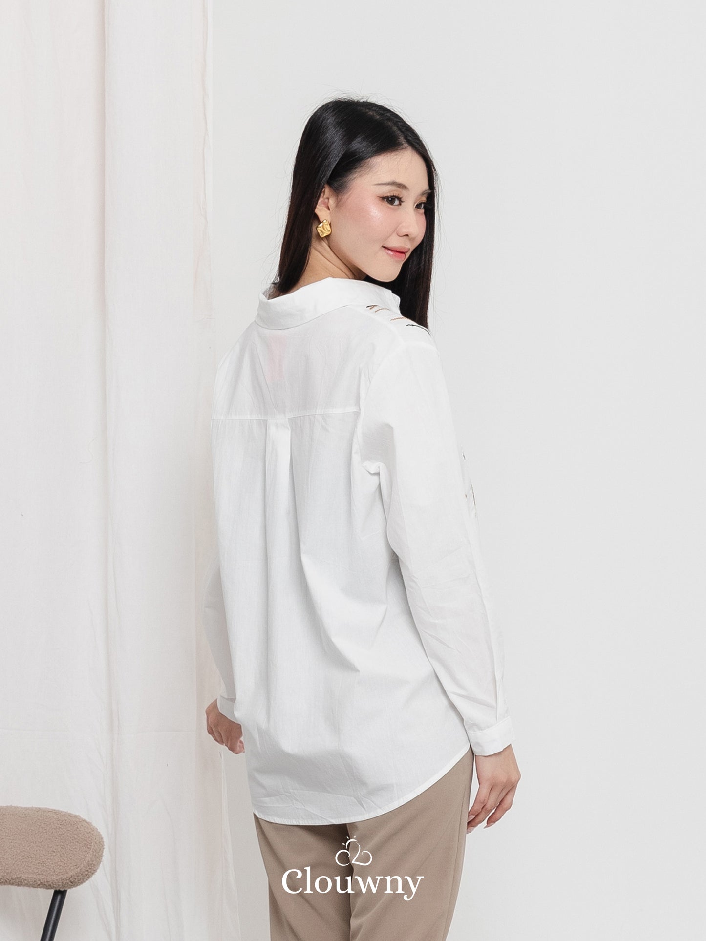 Katerin Flower Shirt - White