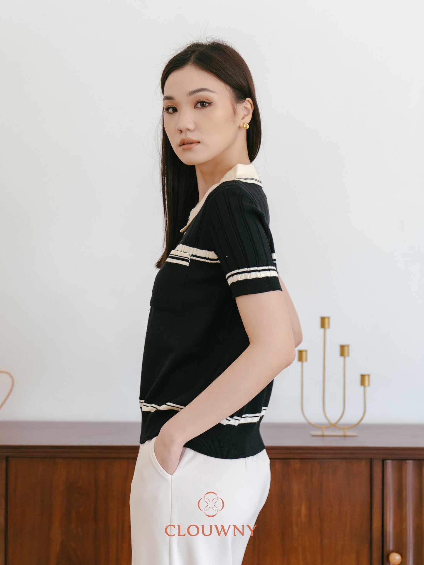 Lanna Zipper Knit Top - Black