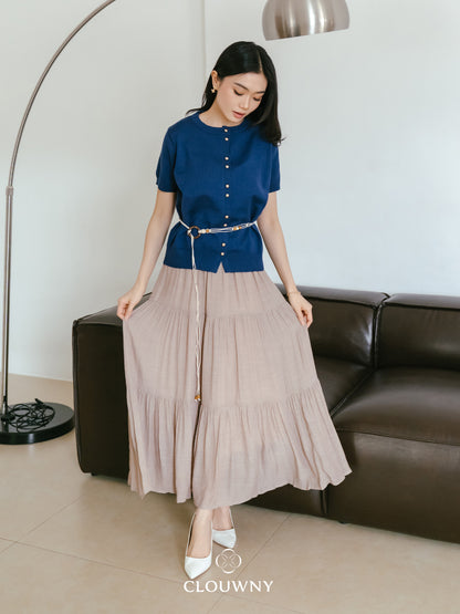 Summer Maxi Linen Skirt - Khaki