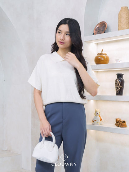 Lotie Collar Knit Top - Broken White