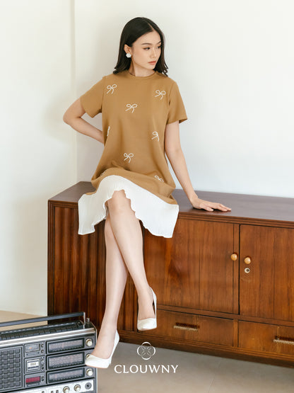 Dania Bow Dress - Khaki