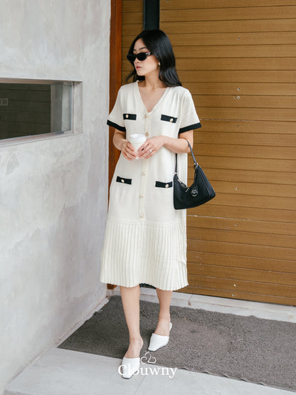 Sherra Button Knit Dress - Cream