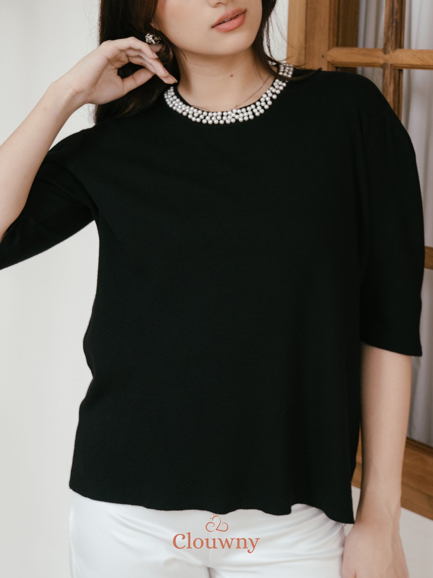 Itza Pearl Knit Top - Black
