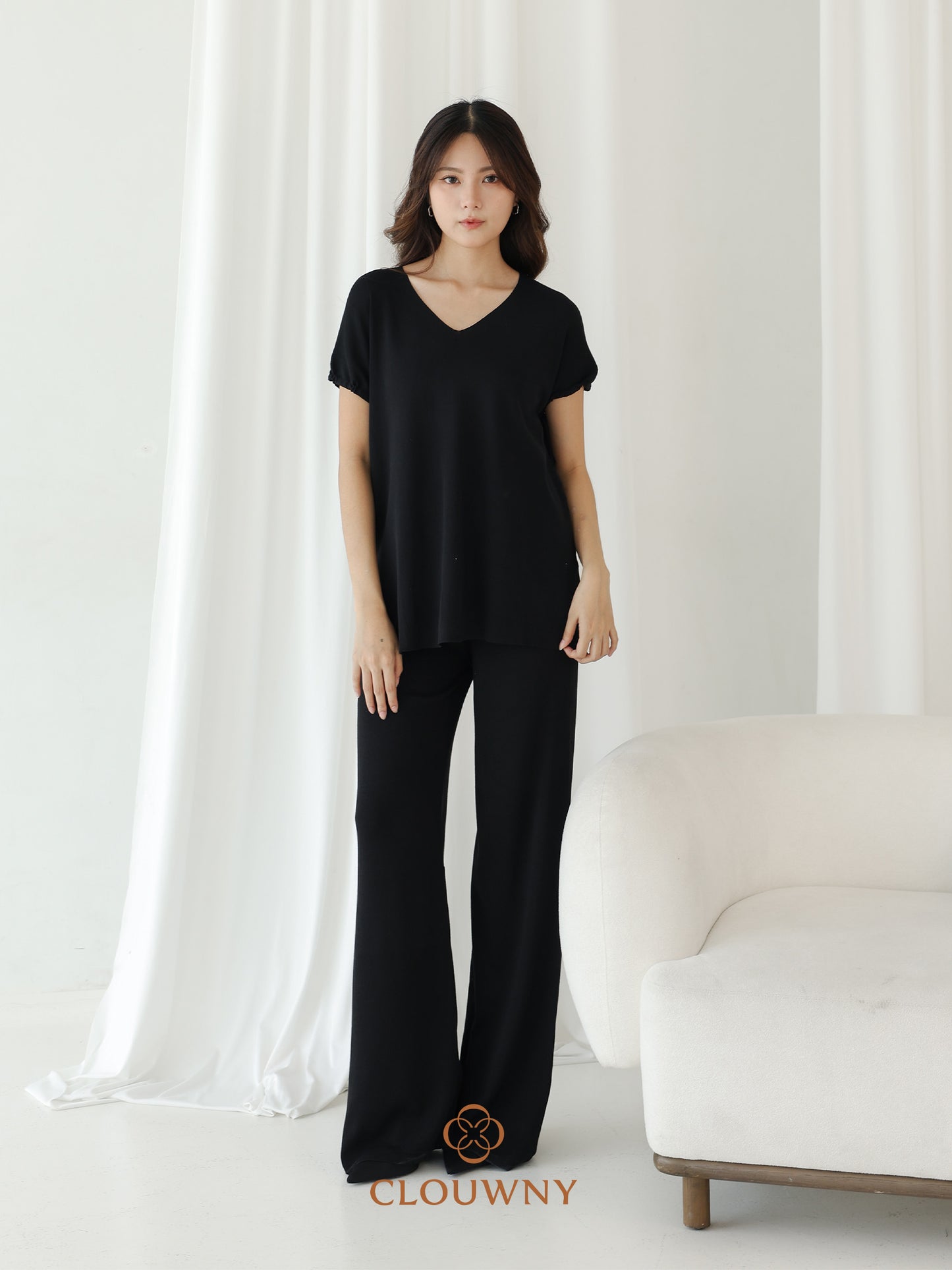 Kala Vneck Knit Set - Black