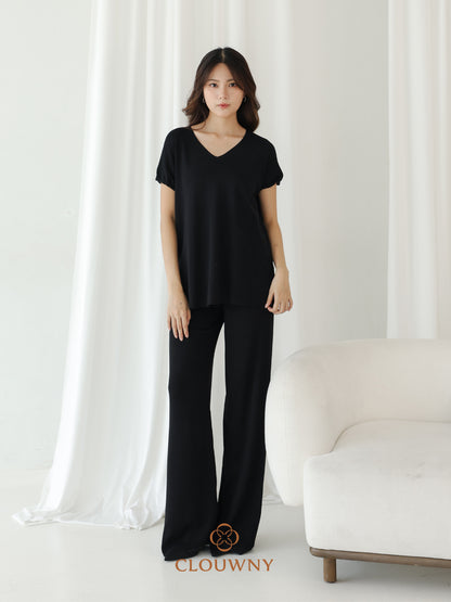 Kala Vneck Knit Set - Black