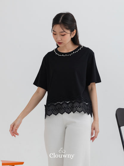 Megan Pearl Blouse - Black