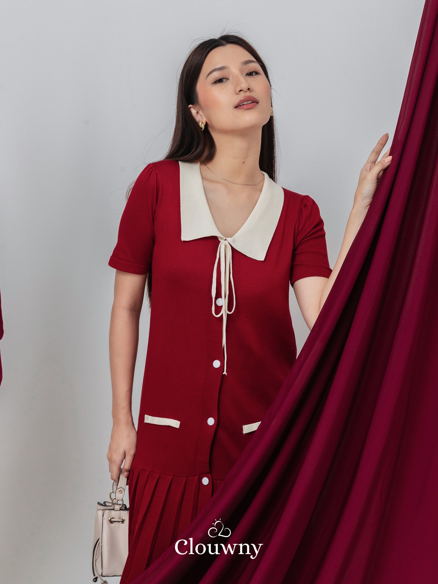 Candle Knit Dress - Maroon