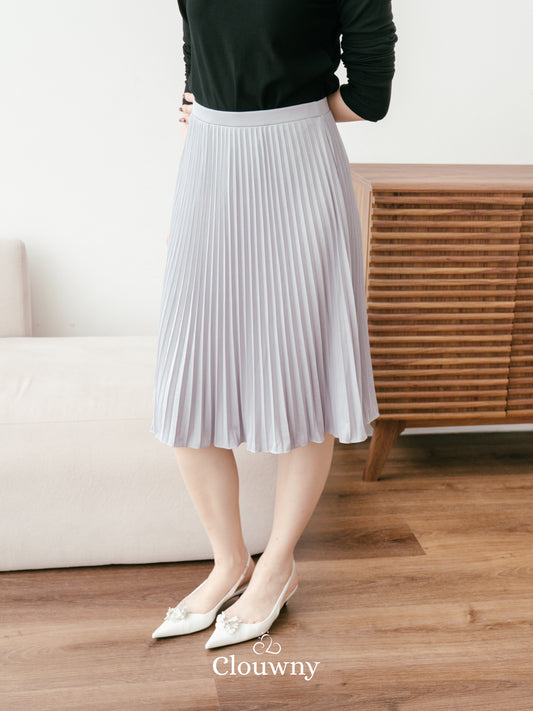 Vamos Midi Pleats Skirt - Light Grey