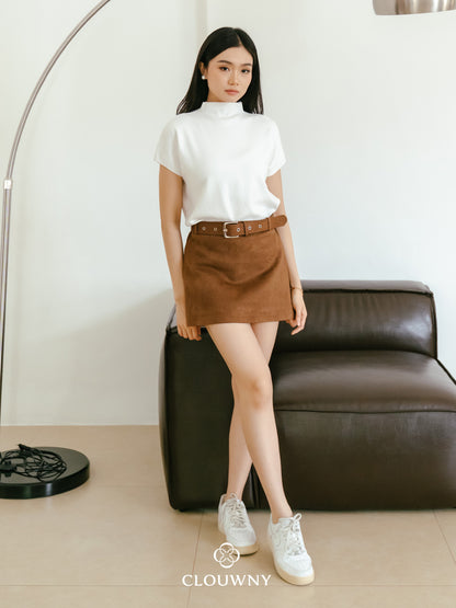Paula Suede Mini Skort - Mocca