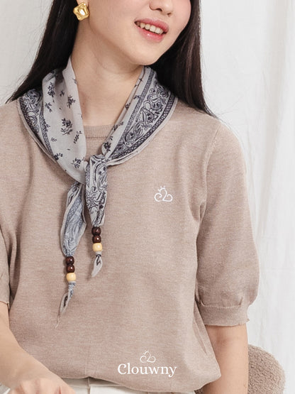 Libra Scarf Knit Top - Khaki