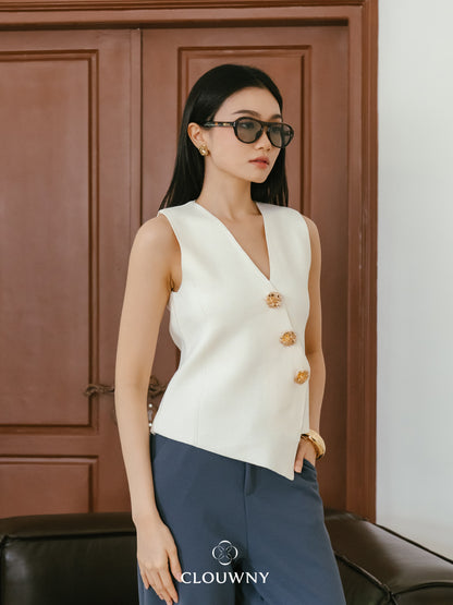 Bianca Asymmetric Vest - Cream
