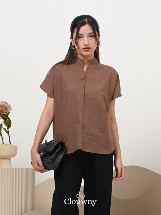 Marfie Loose Blouse Top - Coffee