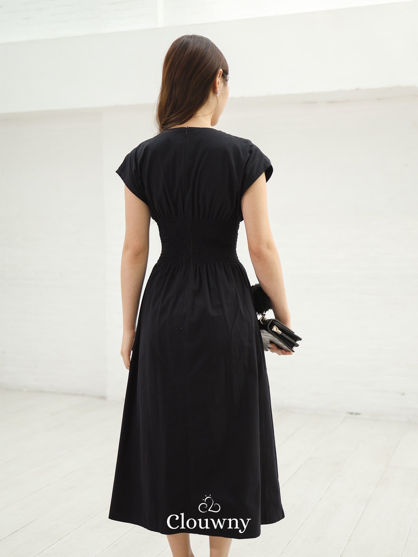 Orin Rubber Vneck Dress - Black