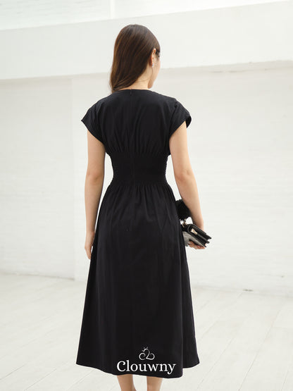 Orin Rubber Vneck Dress - Black