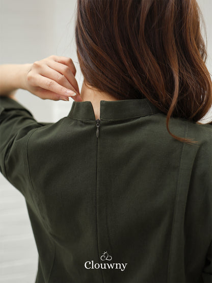 Mayi Loose Vneck Dress - Green