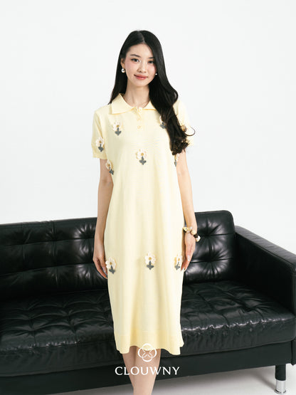 Anetha Flower Knit Dress - Yellow
