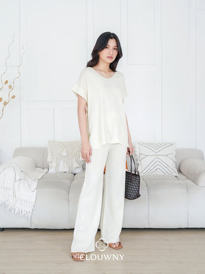 Kala Vneck Knit Set - Broken White