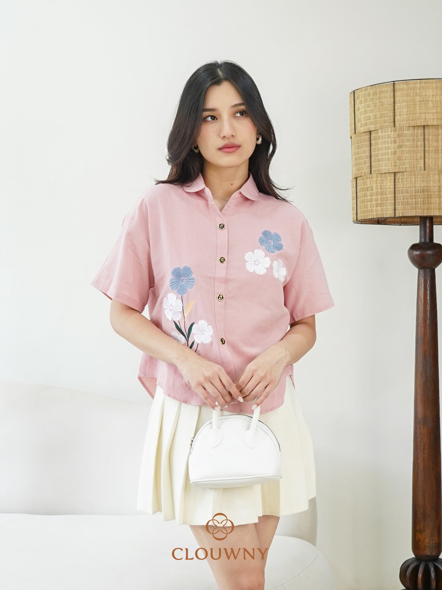 Loka Flower Cotton Shirt - Pink