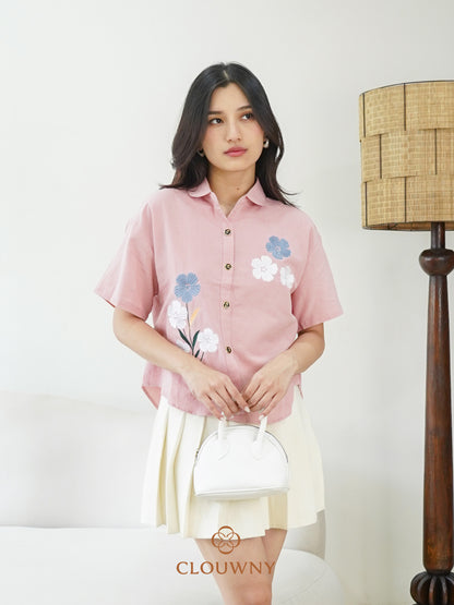 Loka Flower Cotton Shirt - Pink