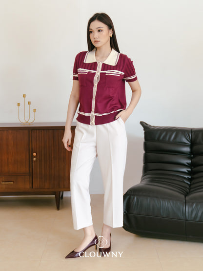 Pegi List Button Knit Top - Magenta