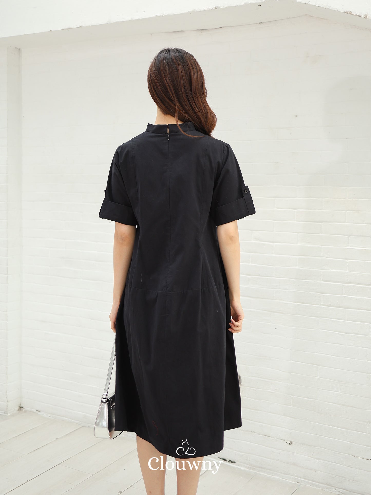 Mayi Loose Vneck Dress - Black