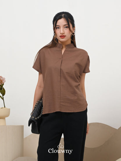 Marfie Loose Blouse Top - Coffee