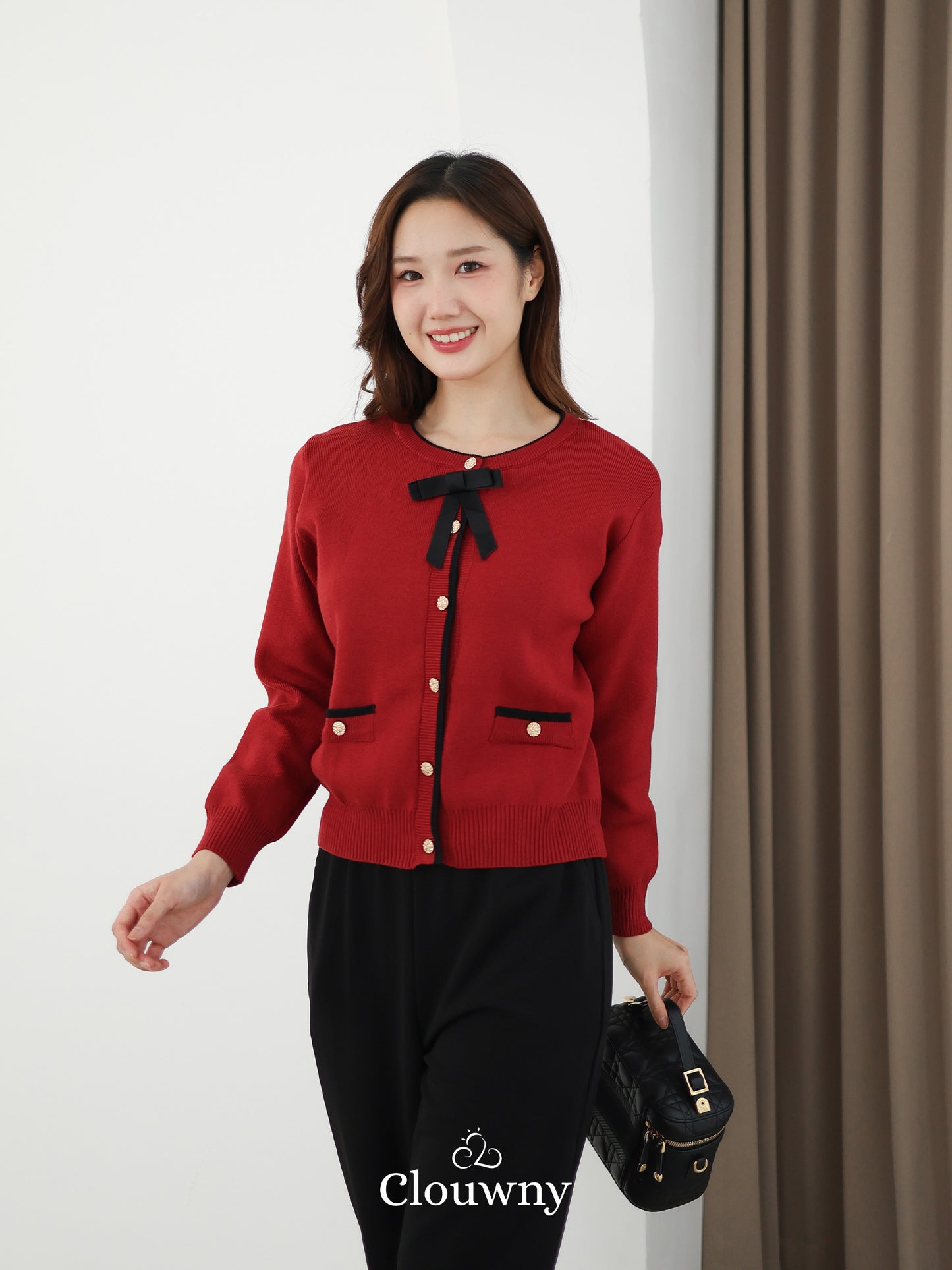 Fedora Button Knit Cardigan - Maroon