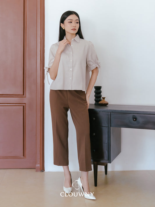 Osami Shirt Button Top - Khaki