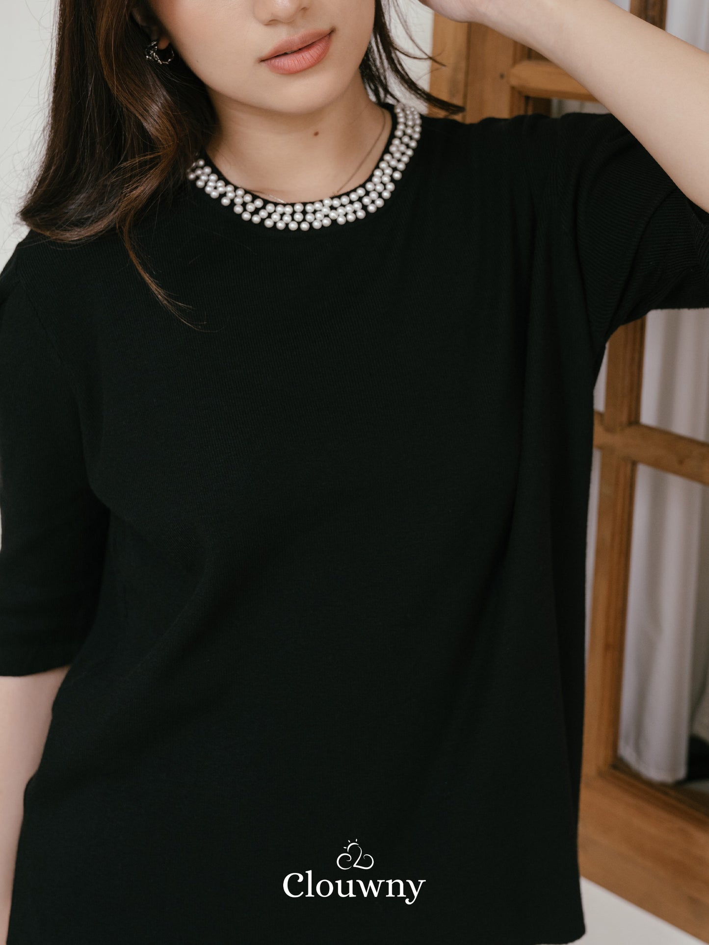 Itza Pearl Knit Top - Black