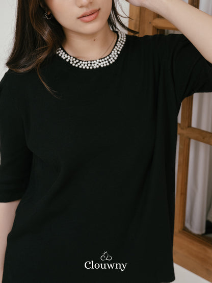 Itza Pearl Knit Top - Black