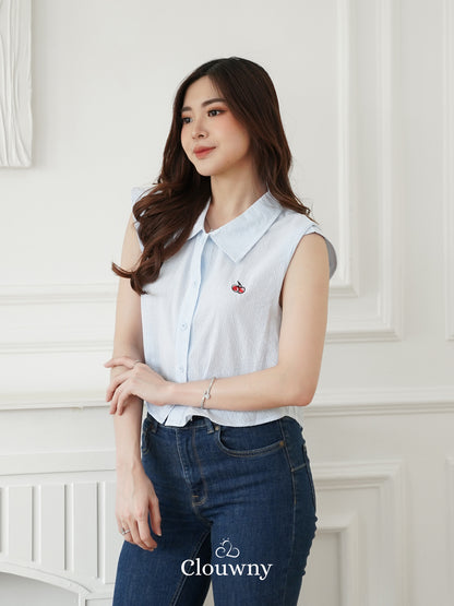 Abigail Cotton Blouse - Blue