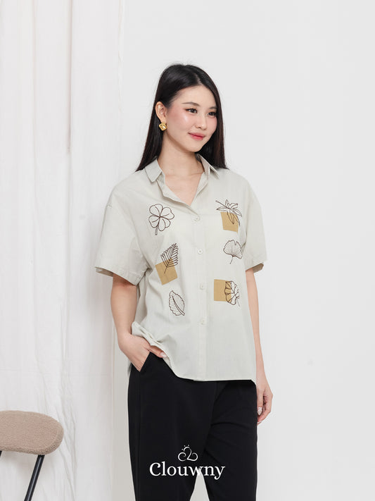 Leaves Cotton Shirt - Mint