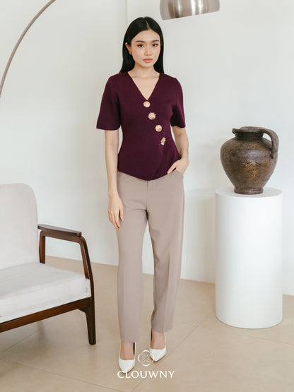 Solea Asymmetric Button Top - Magenta