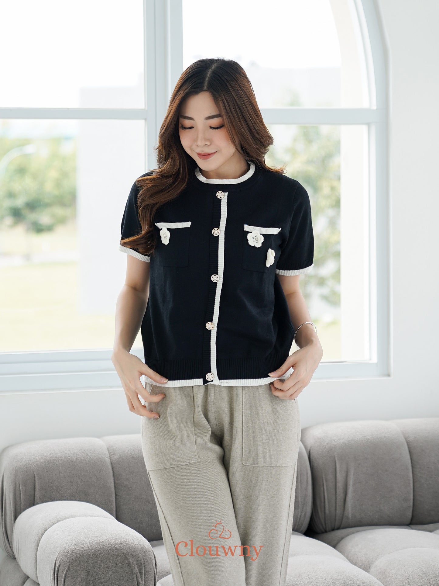 Bless Flower Top - Black