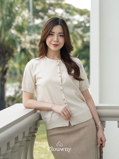 Rizel Double Button Top - Cream